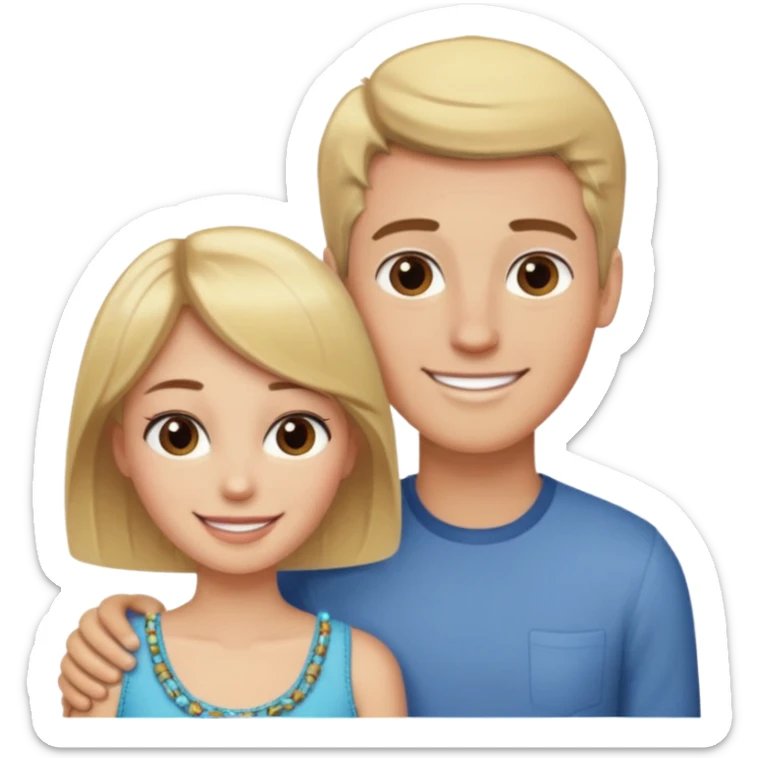 create couple emojis, tall blonde beaded guy, and short brown hair hazel eyed girl sticker