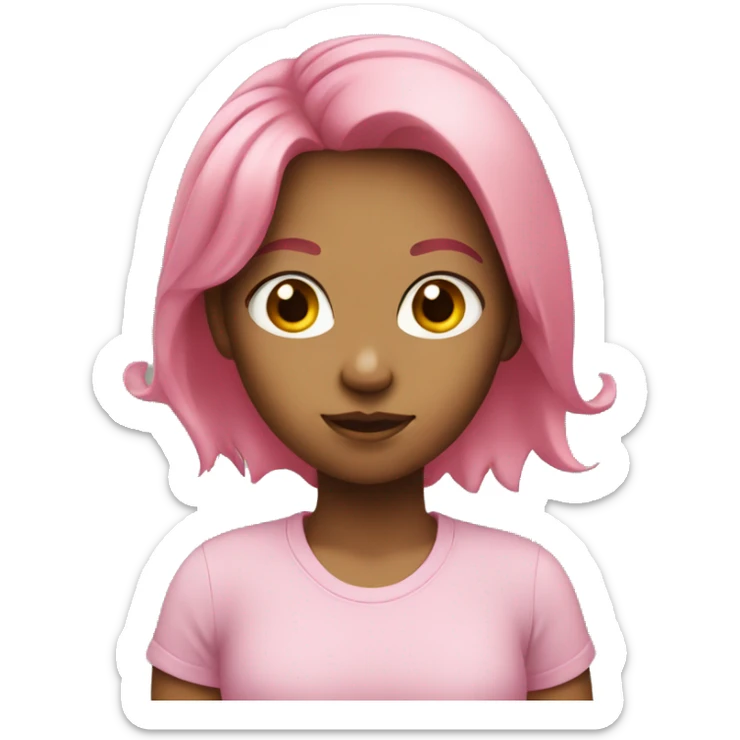 a girl with pink hair and a green shirt  sticker