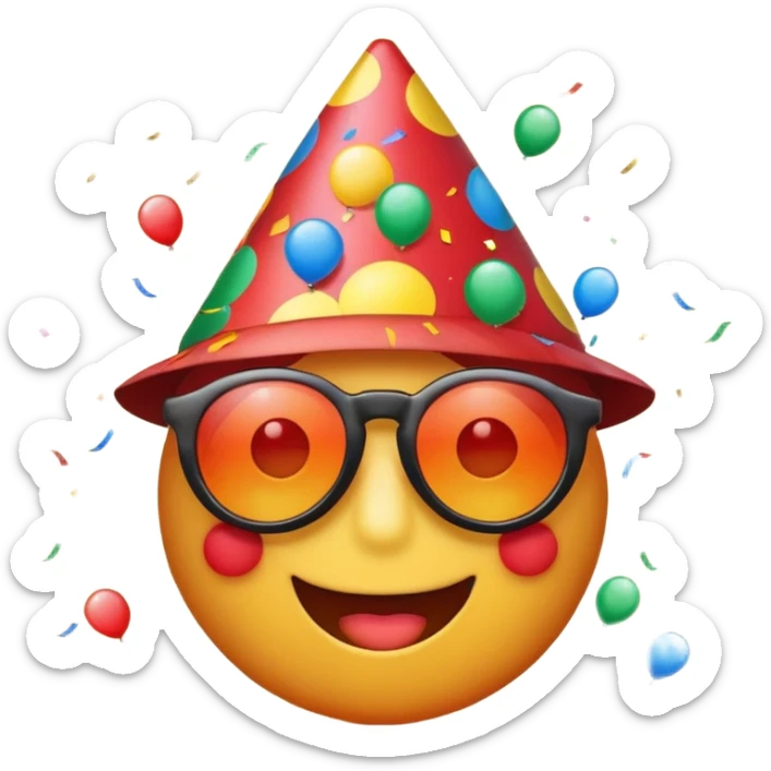 alarm clock, sunset MORE SUNSET PARTY. Don't put a person there. Default emoji face. Add sunglassess and party thingy and confetti sticker