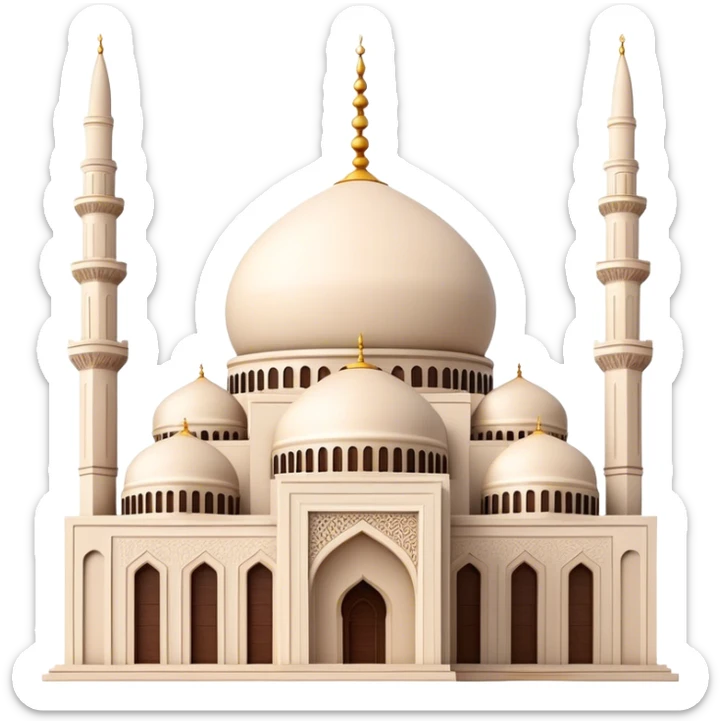 Cinematic Realistic Mohammad Al-Amin Mosque Landmark Emoji, showcasing the intricate architecture of the mosque rendered with rich textures and majestic, soft lighting. sticker
