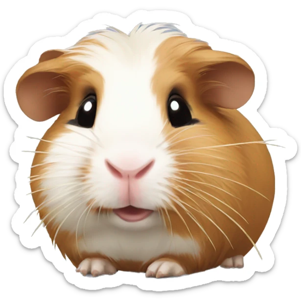 Guineapig with a strand of long grass hay in his mouth sticker