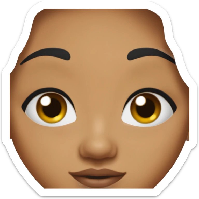 woman with black hair (ponytail), black eyes, wide set eyes, tanned skin (slightly reddish), plump lips sticker