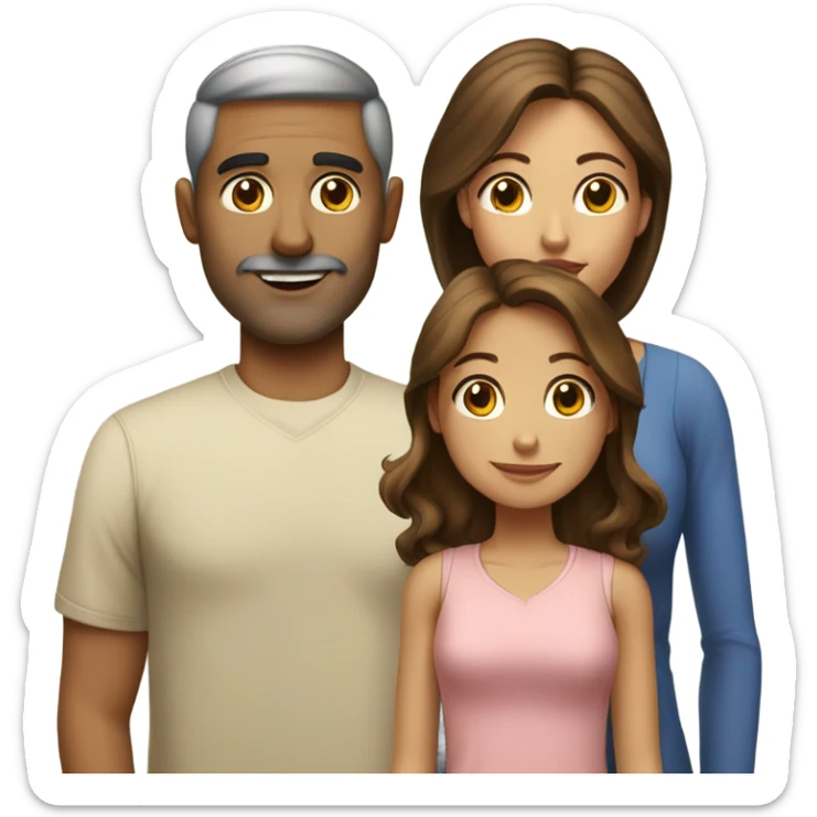 Puerto rican beard short brown hair  husband with blond long hair wife and brown long hair daughter Family  sticker