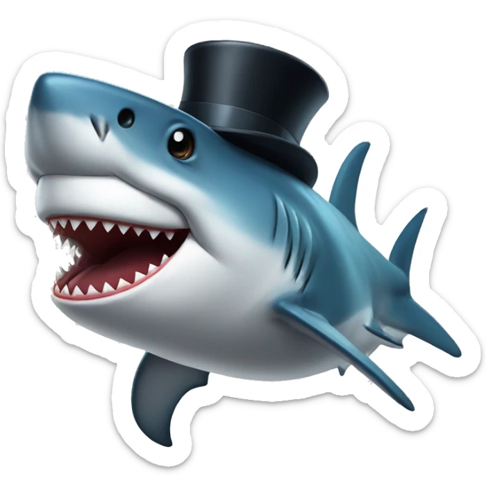 Shark with a top hat sticker