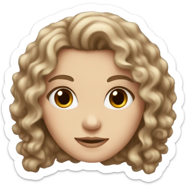 White girl with brown eyes and curly brown hair  sticker