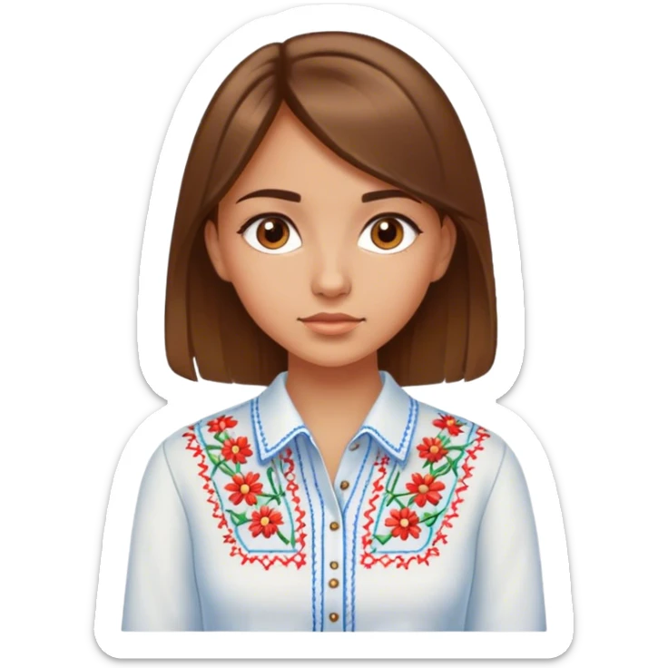 A Ukrainian girl with brown hair in an embroidered shirt studies math sticker