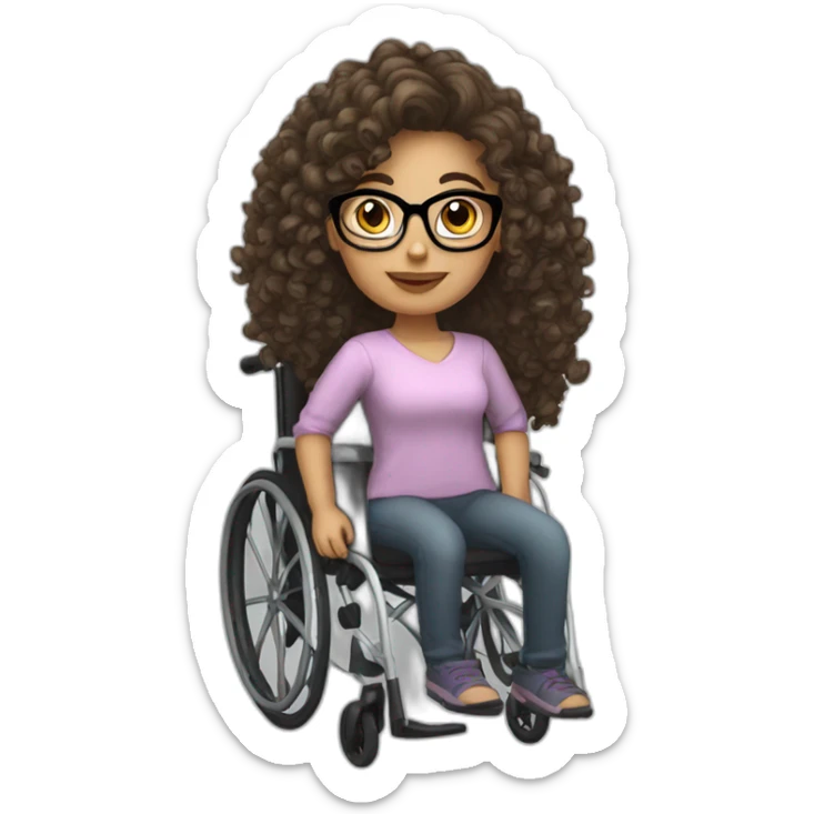 brunette-wheelchair-girl-with-curly-hair-with-glasses sticker