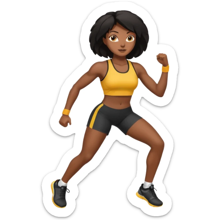 Femme noire avec cheveux noir et qui fait du sport sticker