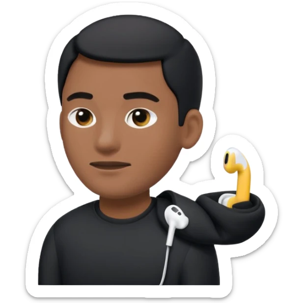 un emoji (qui ressemble à un vrai emoji téléphone)de quelqu'un qui tombe (homme noir pull Nike)il a des airpods.Il tombe vers l'avant  sticker
