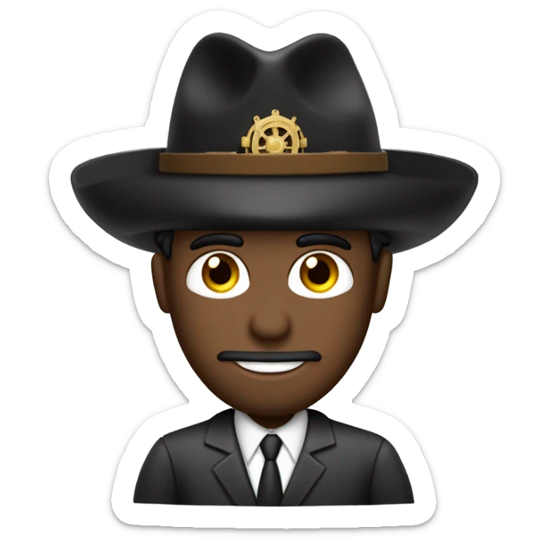 Un hombre pelo negro castaño, marinero traje blanco sombrero blanco y viendo con un telescopio hecho de un libro enrollado  sticker