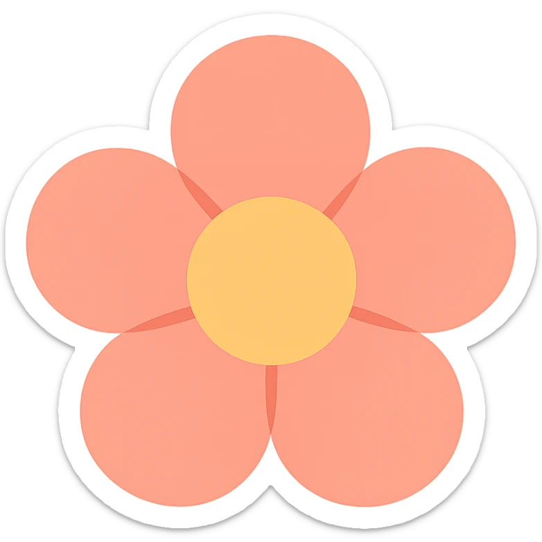 aesthetic pastel flower emoji, simple petals, minimal design sticker