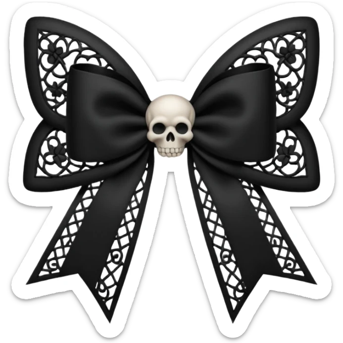 gothic style bow, black lace, dark elegant, subtle skull or cross motif, moody atmosphere sticker
