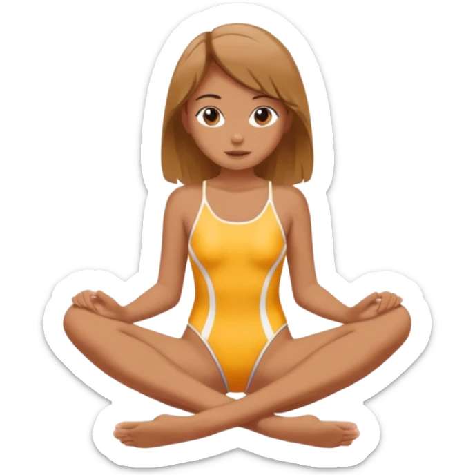 Girl wear swimsuit, The girl sits with her legs apart, show her feet sticker