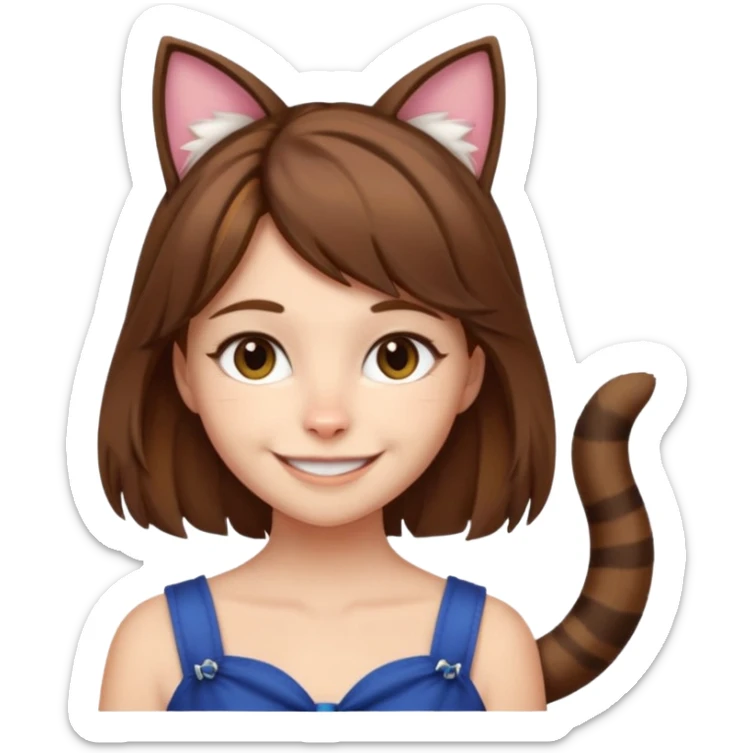 a girl with brown hair, cat ears and a tail saying "im lauren" sticker