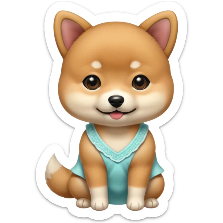 The baby shiba dog wear a cutie dress sticker