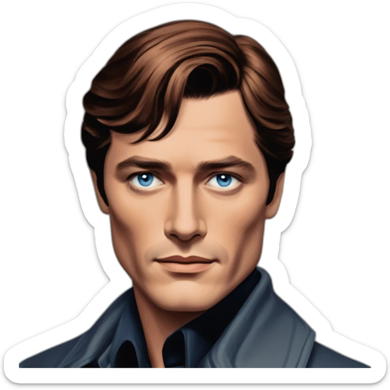 Alain delon young blue eyes neat gelled flat red hair noir detective sticker