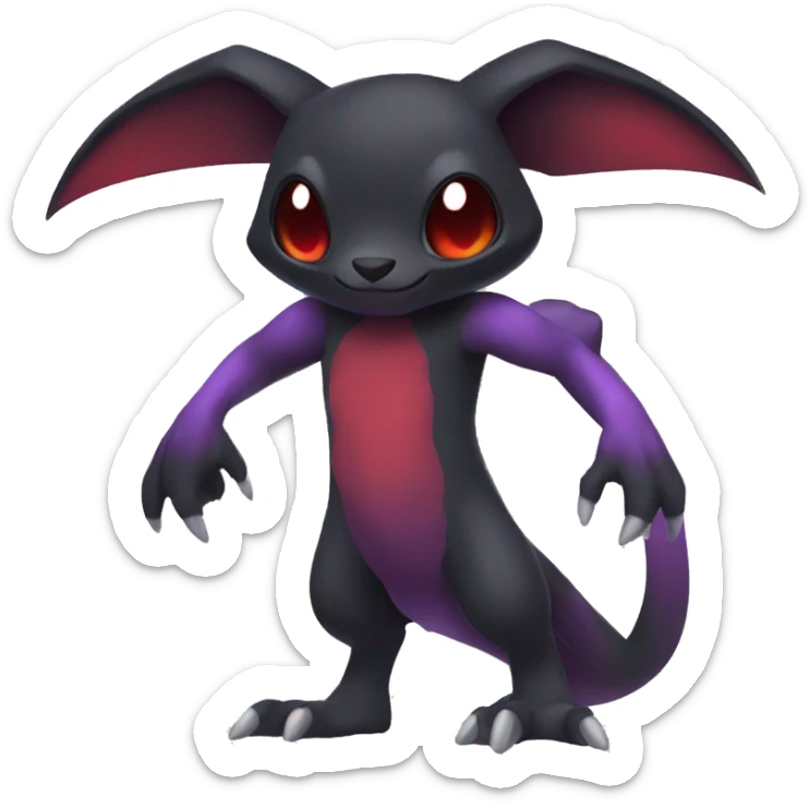 Cute cool dark black red purple animal hybrid Fakemon full body sticker