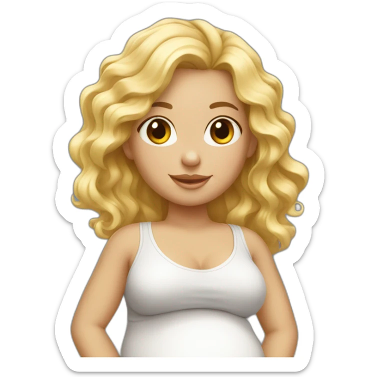 adorable pregnant blond full body women with beach-wave-hair sticker