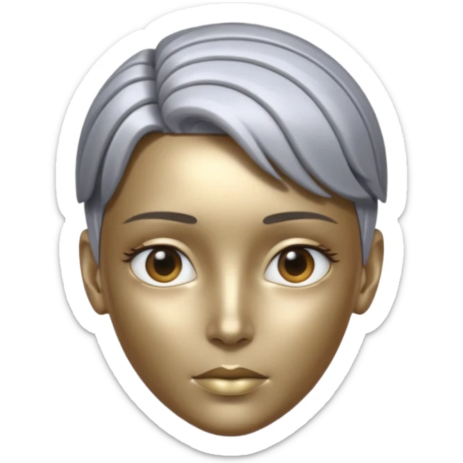 A futuristic bold head that is neither a woman or a male, rather a AI person with a neutral look. The skin is more like a robot, but still humanlike. sticker