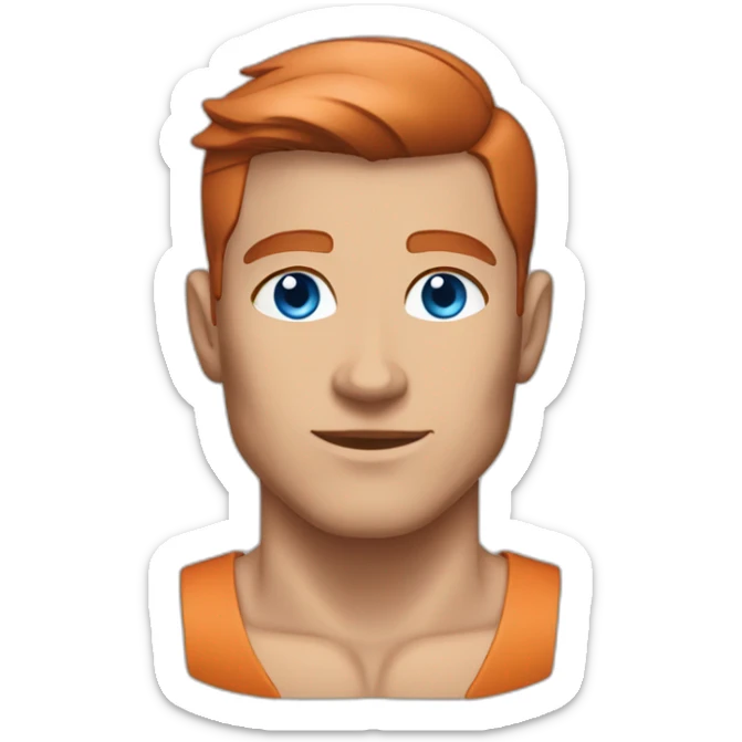 fitness man blue eyes slick copper hair clean shaven sticker
