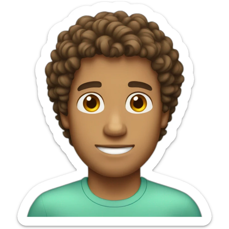 Man with curly brown hair and tanned skin  sticker