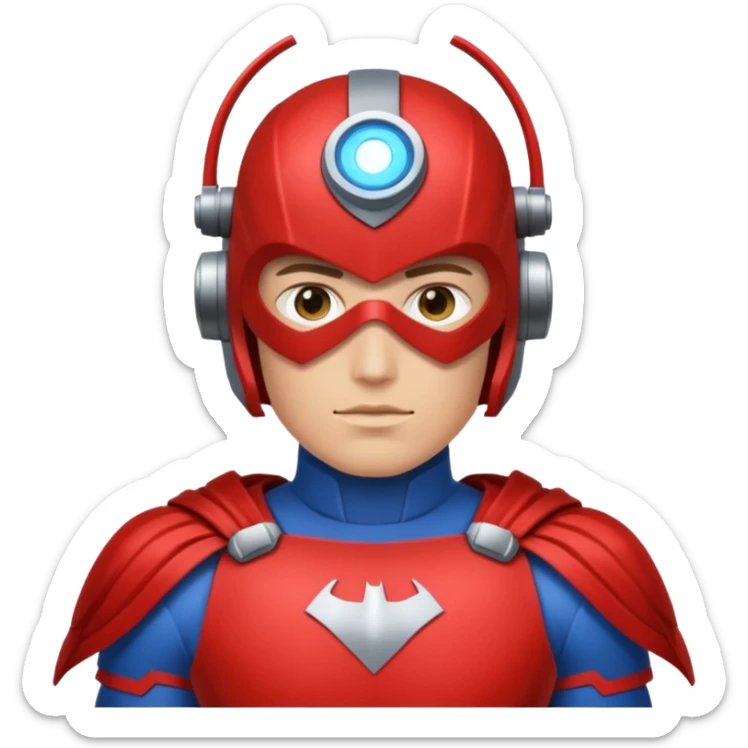 Un photographe high tech du futur, avec du matériel, une armure de terrain à la super héro. sticker