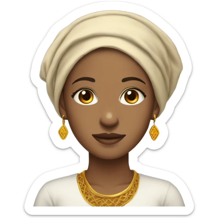 A light skinned girl wearing a netela around her head and wearing a habesha kemis  sticker