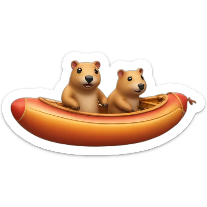 astrounaut wombats in a boats made of hotdog sausages sticker