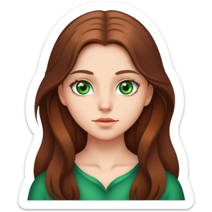 girl with long brown hair, green eyes  sticker