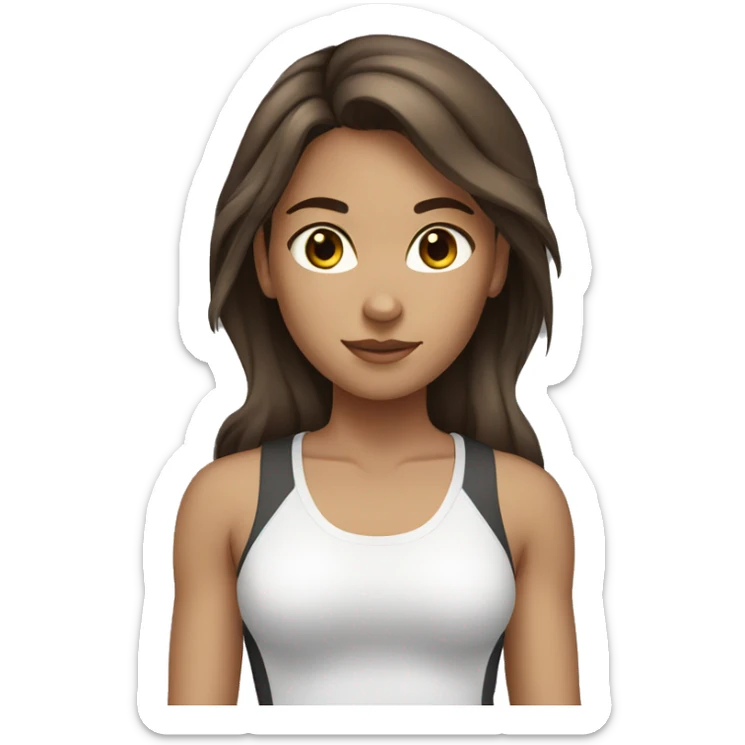 Girl in gym brown hair brown eyes white  sticker