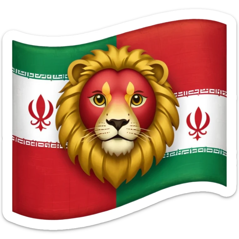 a flag emoji of the old iranian flag that has a lion in the middle sticker