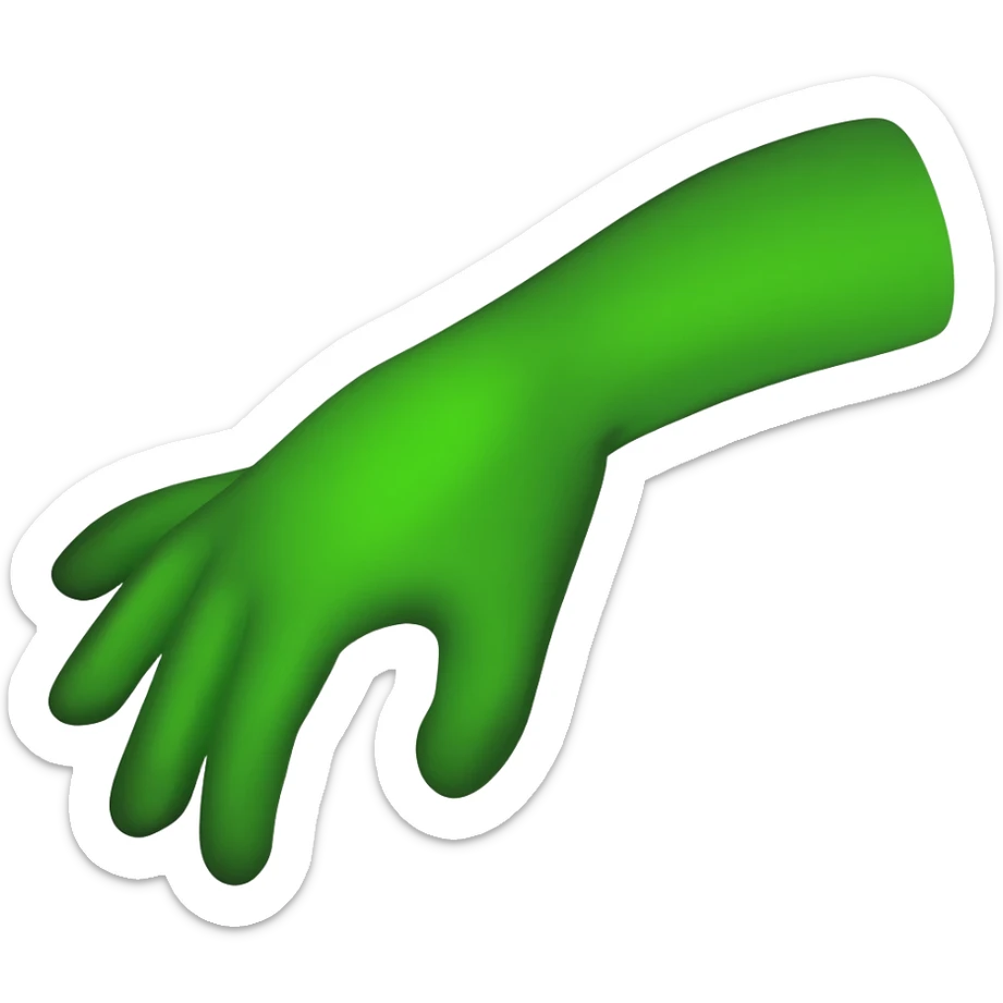 green arm reaching of ground sticker