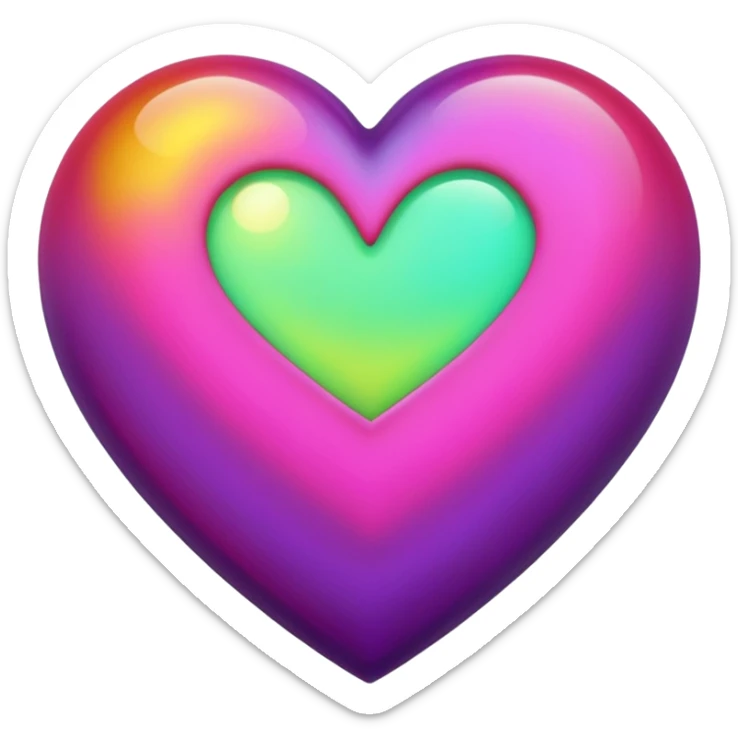 heart with layers of purple, hot pink, amber, light green, and dark purple sticker