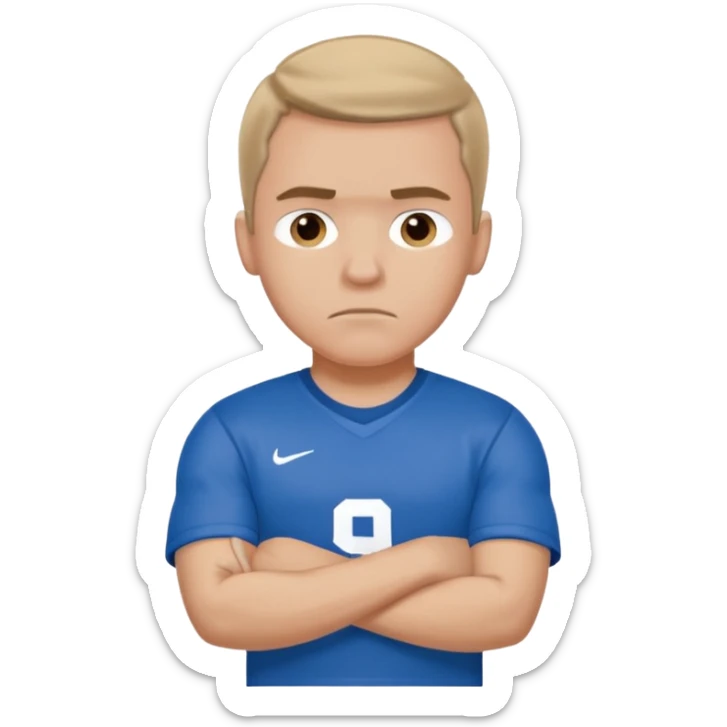 Cole Palmer in blue football t shirt crossed arms cold emoji sticker
