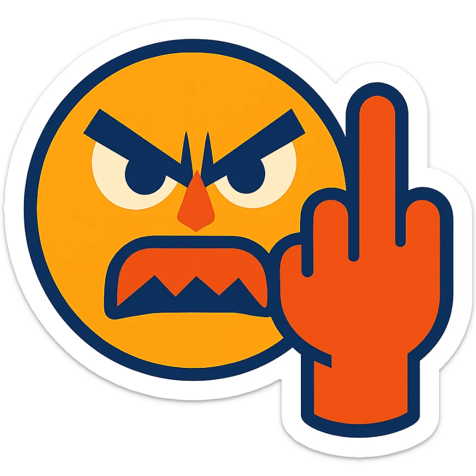angry face showing middle finger sticker