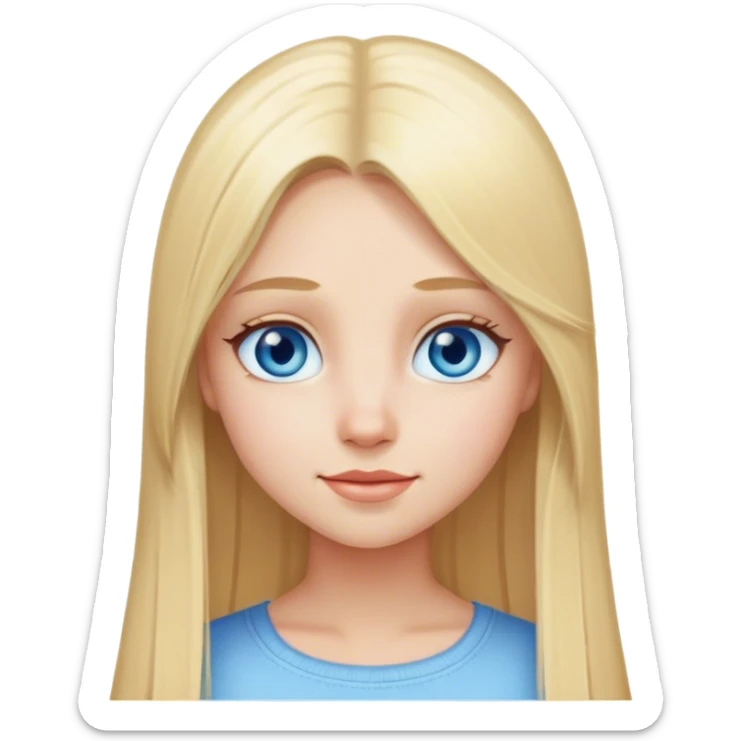 Blonde girl long straight hair blue eyes birthday sticker
