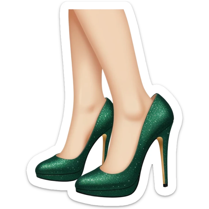 Beautiful and elegant woman legs wearing glittery high heel dark green shoes  sticker