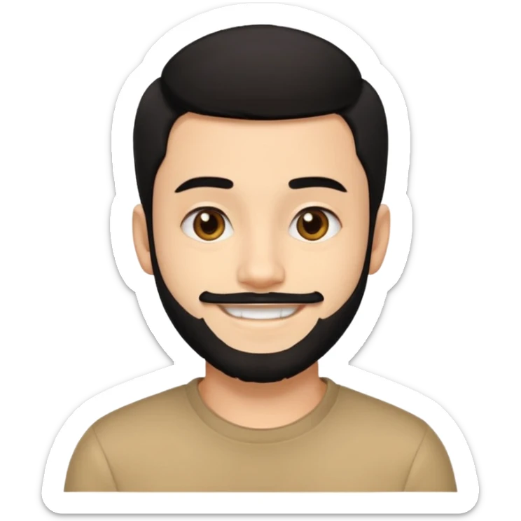 ein junge 20 jahre bisschen bart nur unten wenig und schwarze haare braune augen ein emoji boy  sticker