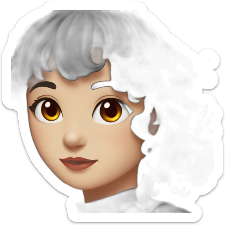 vintage, girl, cat ears, black hair, wavy hair, red eyes, black sclera sticker