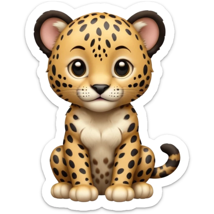 A high-resolution photo-realistic digital illustration of a baby jaguar, chest upward A high-resolution, photo-realistic digital illustration of a majestic jaguar sticker