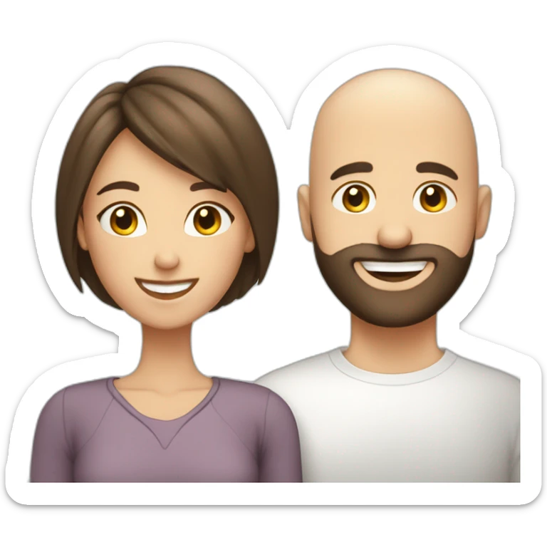 Happy-secret-couple-bald-guy-with-beard-with-shorthaired-brunette-girl sticker