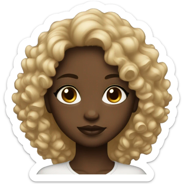 dark skin girl thick lips dark eyes frizzy hair sticker