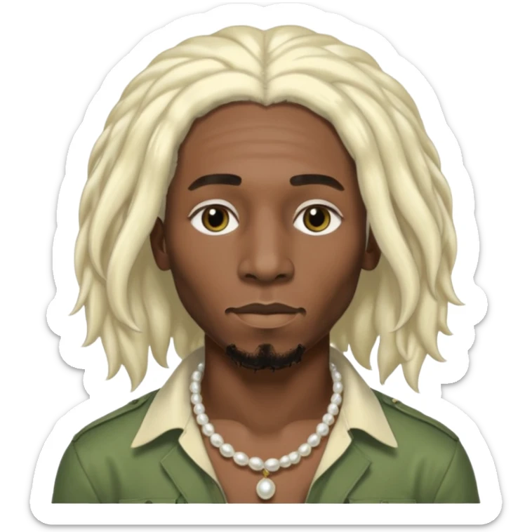 Black Male bob marley inspired hair platinum blonde with pearls makeup only head sticker