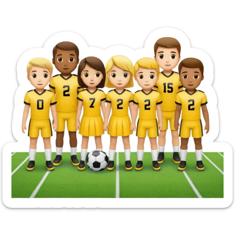 football team mens  kids in yellow dress sticker