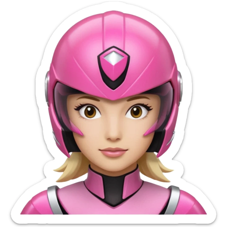 pink power ranger, woman emoji, only head, pink power ranger helmet on sticker