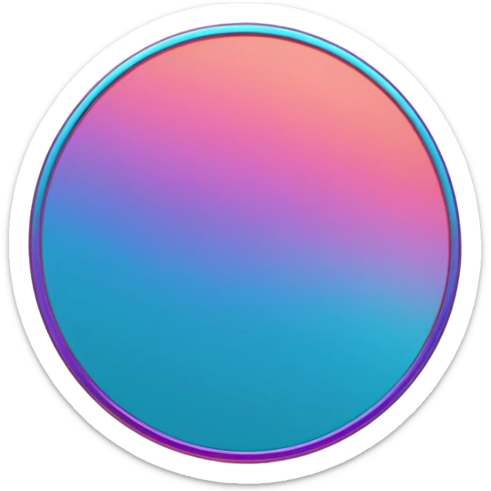 
coin color in in gradient of turquoise, blue, pink, purple, and coral metal texture
Rotate coin 90 degree  3d effect sticker