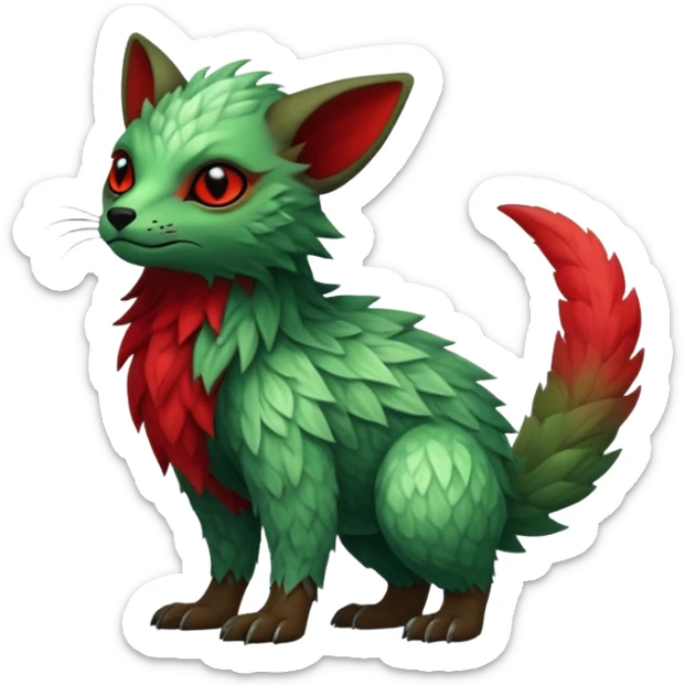 Cool Edgy Green Red ethereal Fionbri-Vernid-Trico-animal-creature full body sticker