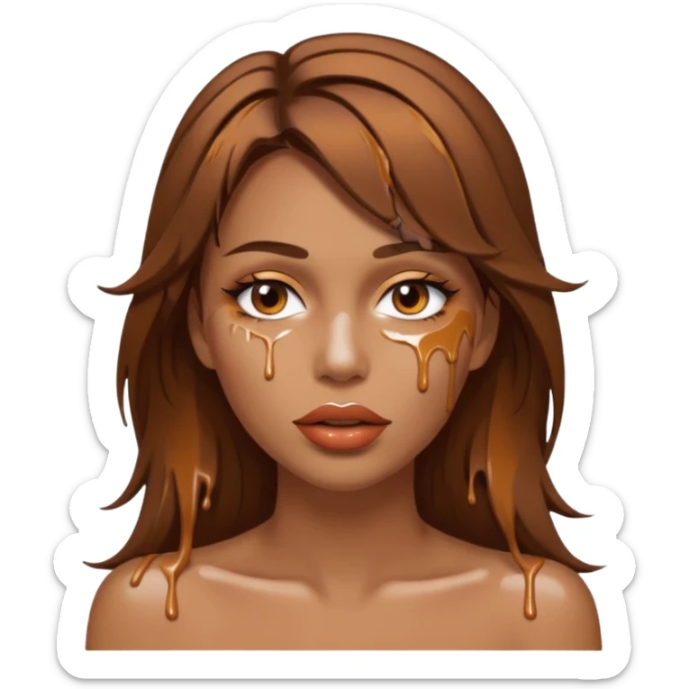 Brown Hair, Woman, white paint drip, face, hot, Sexy, lips sticker