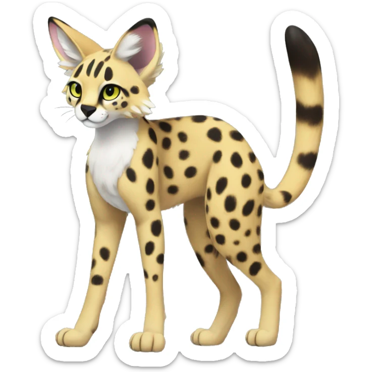 Anthro Epic Edgy Colorful Serval-Vernid-Trico full body sticker