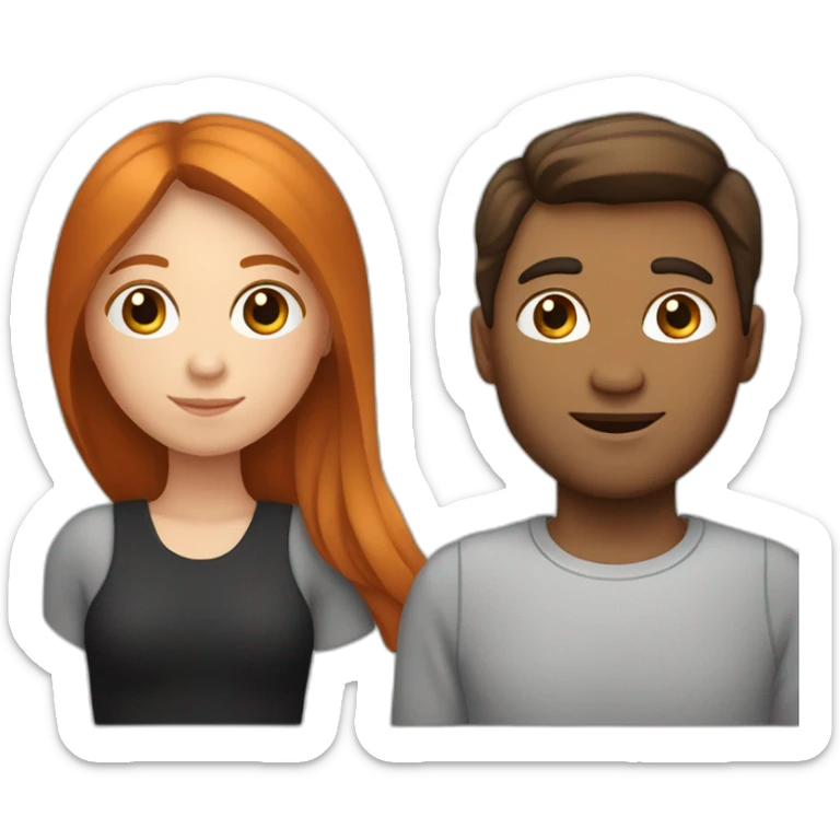 Fille rousse en couple avec un homme avec des cheveux noirs sticker